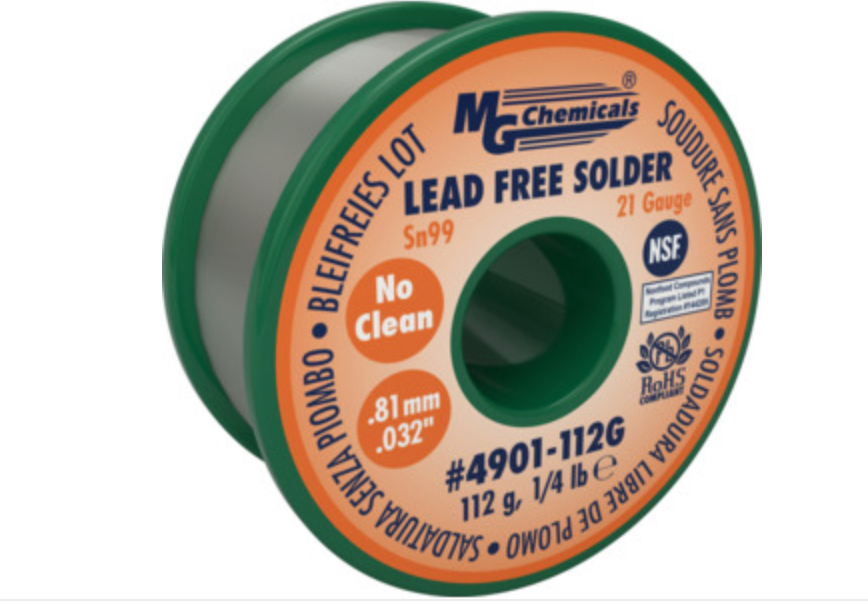 21 Gauge Sn99 No Clean Lead Free Solder Wire, 0.032"