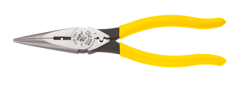 Pliers, Needle Nose Side Cutters with Stripping and Crimping, 8-Inch