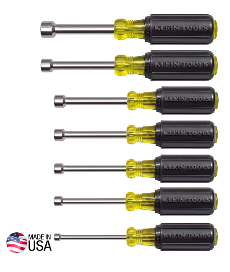 Nut Driver Set, Magnetic Nut Drivers, 3-Inch Shaft, 7-Piece