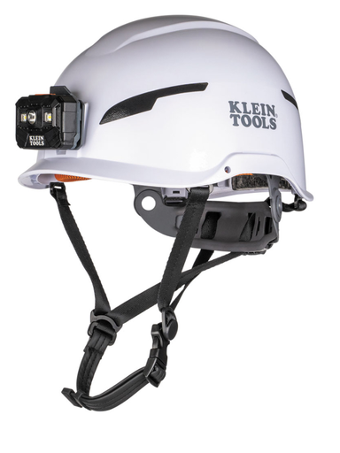[60525] KLEIN SAFETY HELMET, WHITE NON-VENTED W/LIGHT