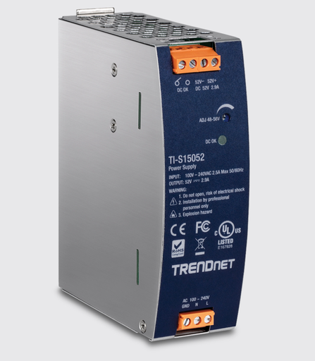 [TI-S15052] DIN RAIL 150W 52V AC TO DC POWER SUPPLY W/PFC FUNCTION