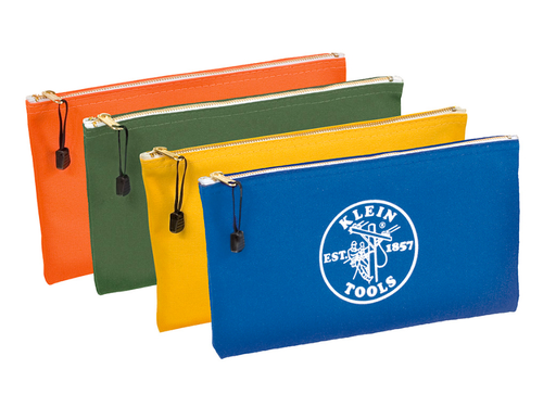 [5140] Zipper Bags, Canvas Tool Pouches Olive/Orange/Blue/Yellow, 4-Pack